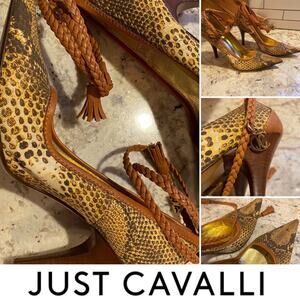 Just Cavalli Roberto Cavalli Snake Python Fabric / Leather Italy Heel EU 36 US 6